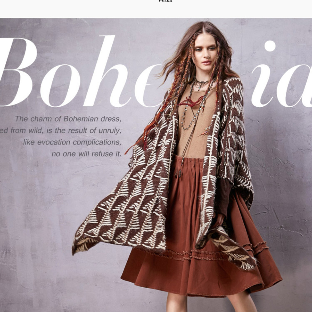 NWT ARTKA Brown Chunky Poncho Cardigan Kimono XS S